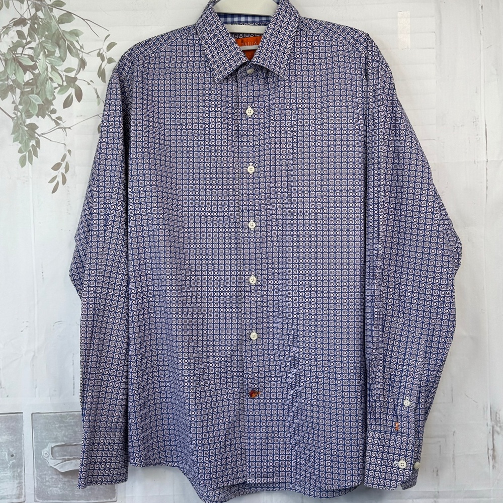 Tallia Mens Purple Mandala Collard Button Up Dress Up Shirt Sz. Medium M 15 1/2